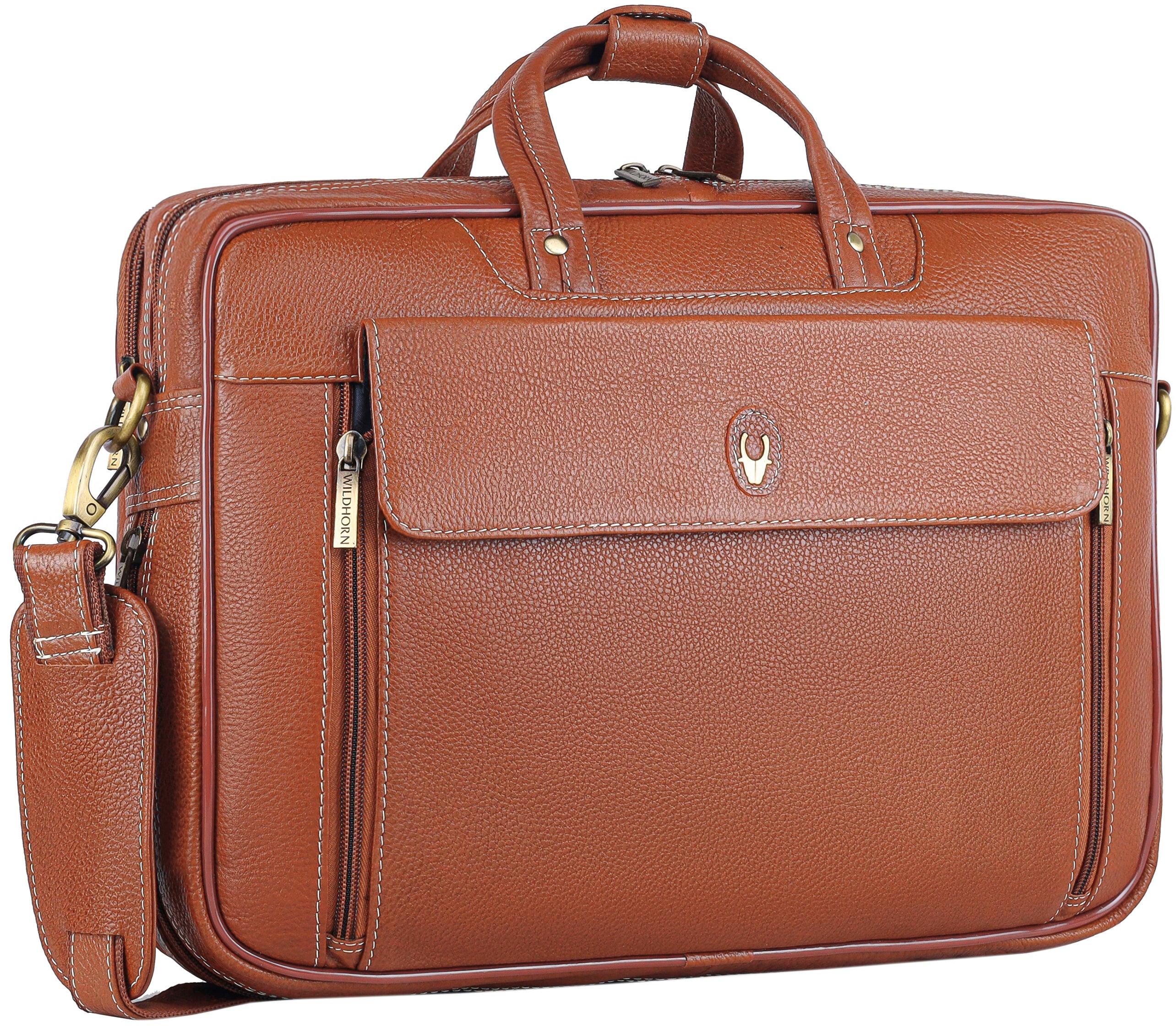 WILDHORN Laptop Bags : Buy WILDHORN Brown Leather Laptop Messenger