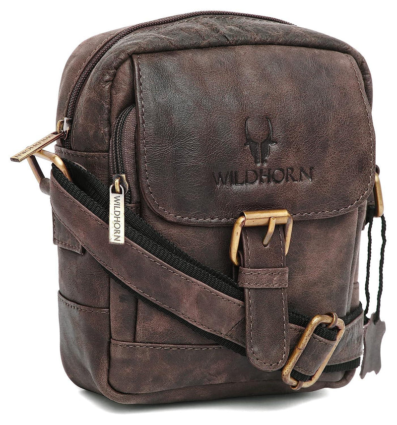 WildHorn® Original Leather 9 inch Sling Bag for Men I Multipurpose  Crossbody Bag I Travel Bag with Adjustable Strap I DIMENSION: L- 8 inch H-  9 inch
