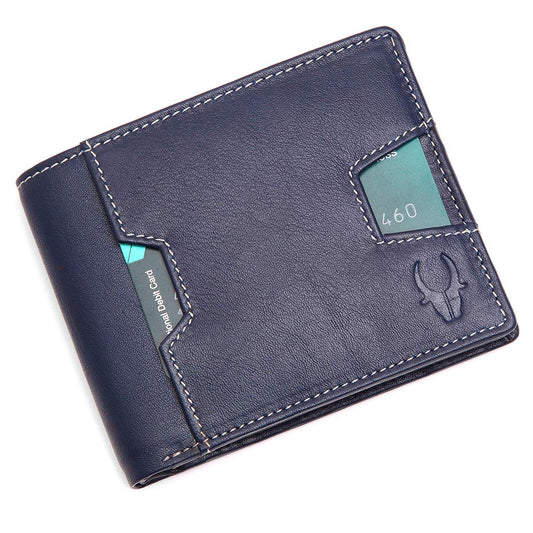 LOUIS RFID Protected Blue Leather Wallet  for Men