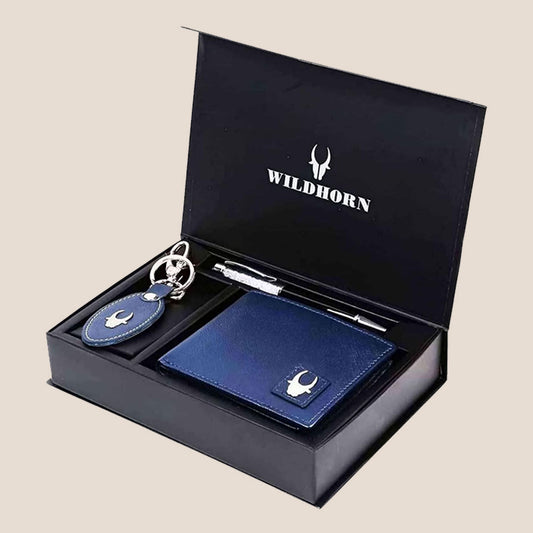 SANFORD Leather Wallet, Keychain & Pen Gift Hamper for Men