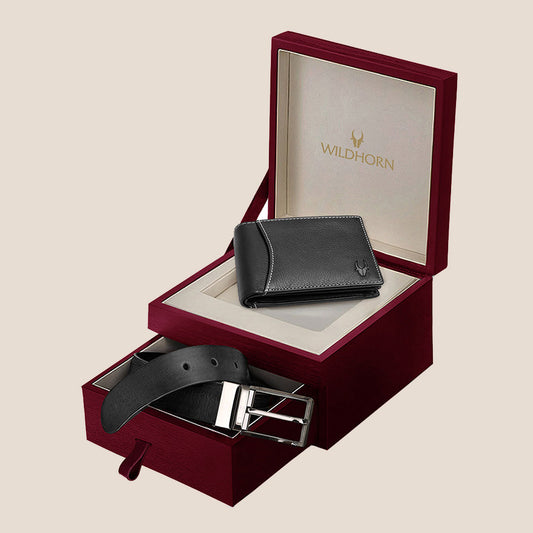 SEYMOUR Leather Wallet & Belt Gift Hamper for Men