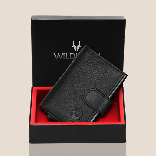 ARNOLD RFID Protected Black Leather Card Holder for Men