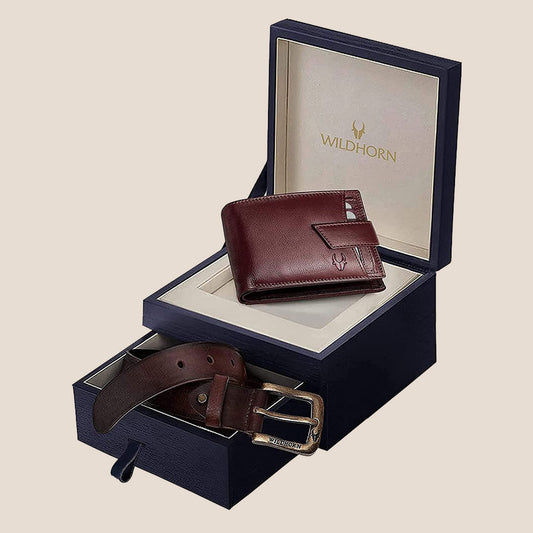 WATERBURY Leather Wallet & Belt Gift Hamper for Men