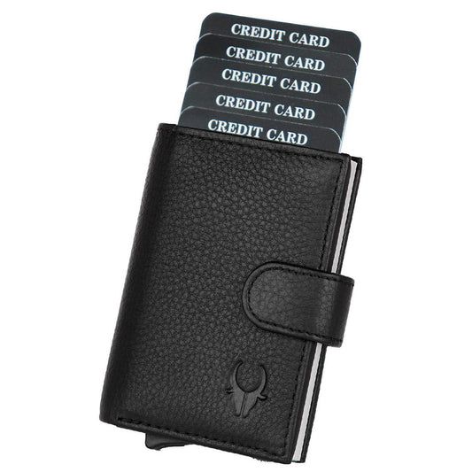 ARNOLD RFID Protected Black Leather Card Holder for Men