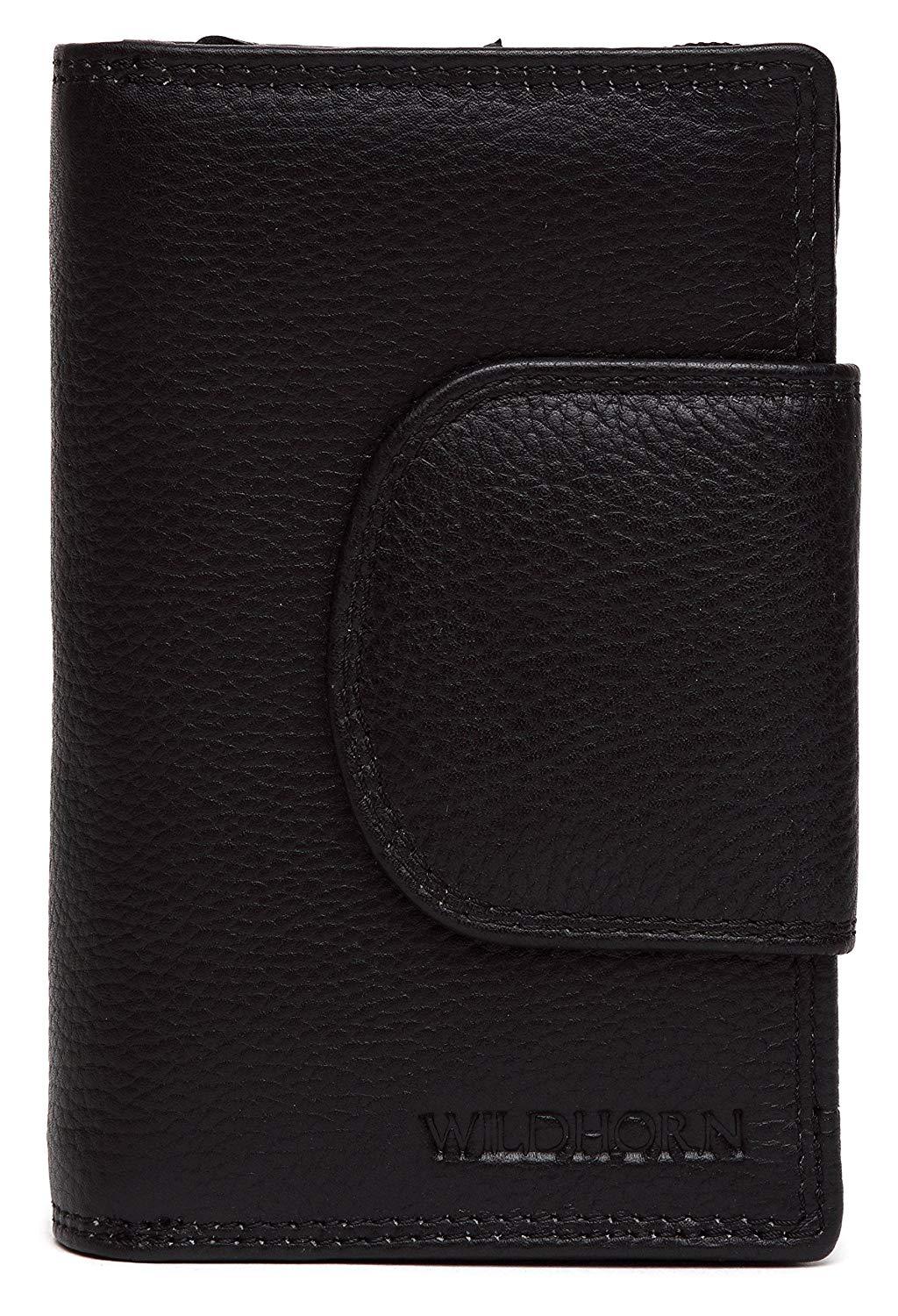 WildHorn® Black Genuine Leather Wallets for Women - WILDHORN