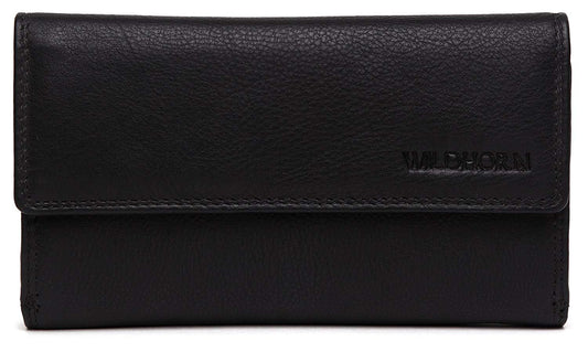 WildHorn® Black Genuine Leather Wallets for Women - WILDHORN