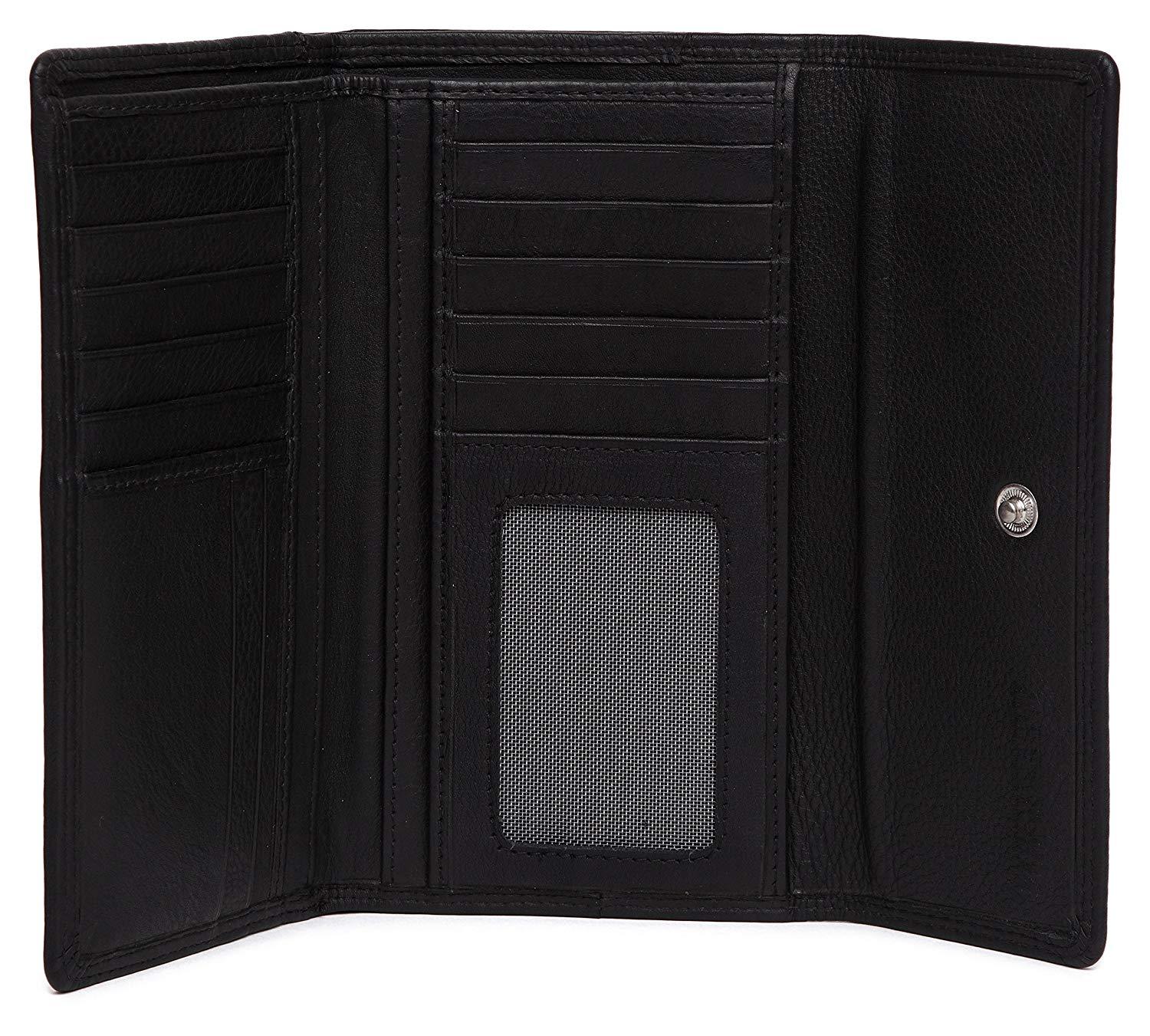 WildHorn® Black Genuine Leather Wallets for Women - WILDHORN