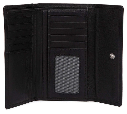 WildHorn® Black Genuine Leather Wallets for Women - WILDHORN