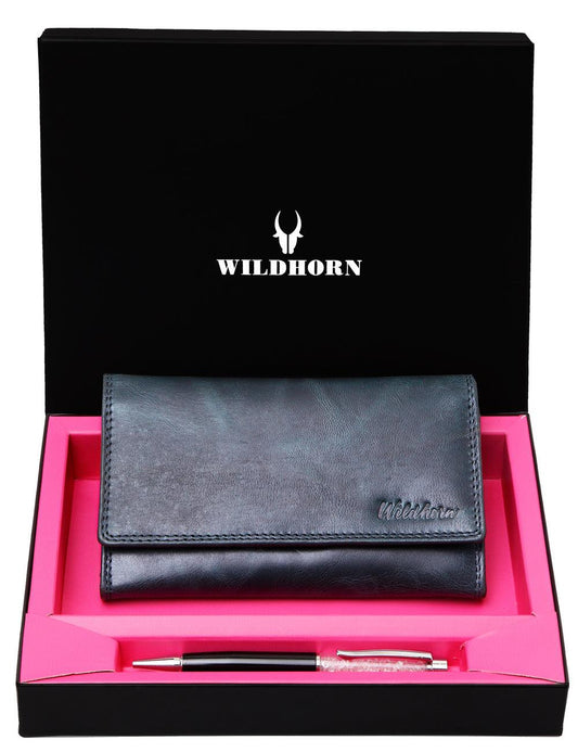 WildHorn®Women's Leather Wallet and Pen Combo Set - WILDHORN