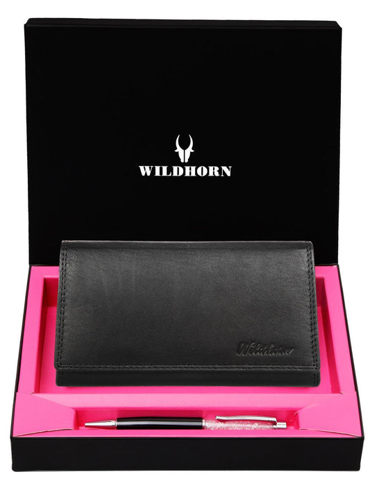 WildHorn®Women's Leather Wallet and Pen Combo Set - WILDHORN