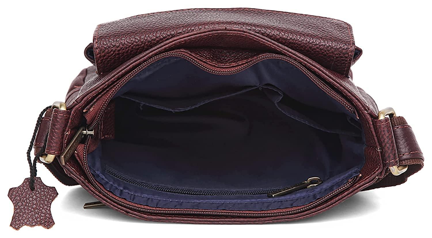 WILDHORN Leather Sling Messenger Bag for Men. DIMENTION : L-8 inch W-3 inch H-9 inch - WILDHORN