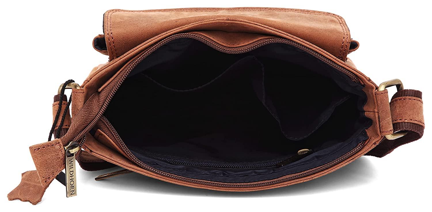 WILDHORN Leather Sling Messenger Bag for Men. DIMENTION : L-8 inch W-3 inch H-9 inch - WILDHORN