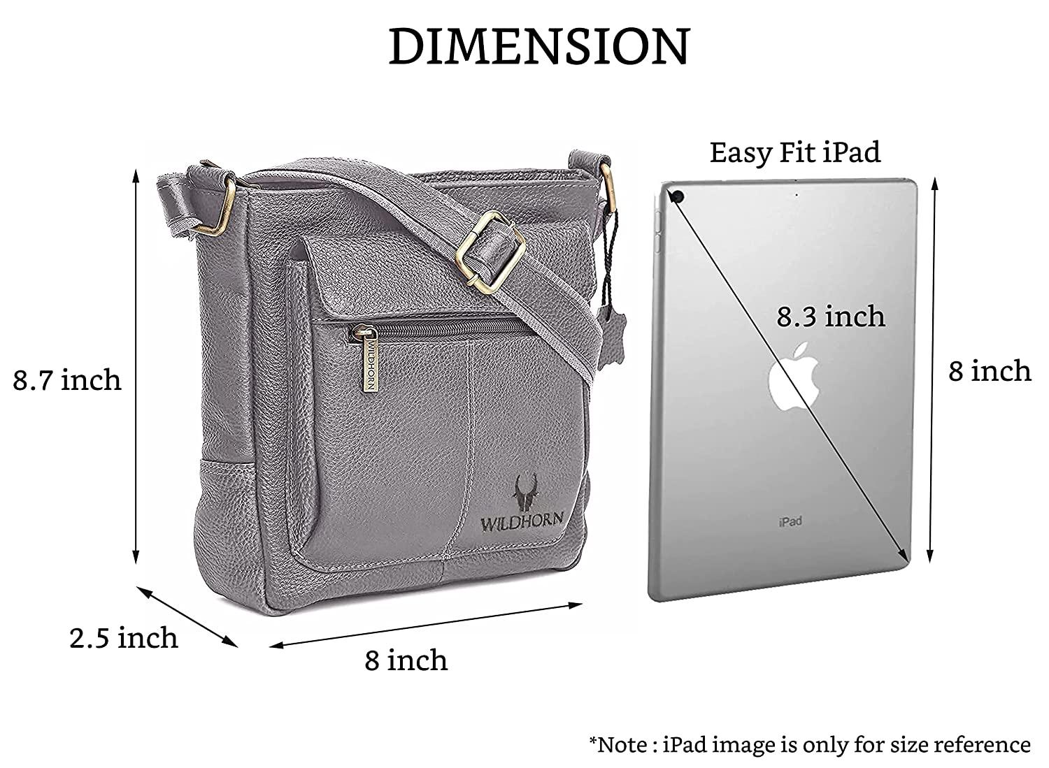 WILDHORN Leather Sling Messenger Bag for Men. DIMENTION : L-8 inch W-3 inch H-9 inch - WILDHORN