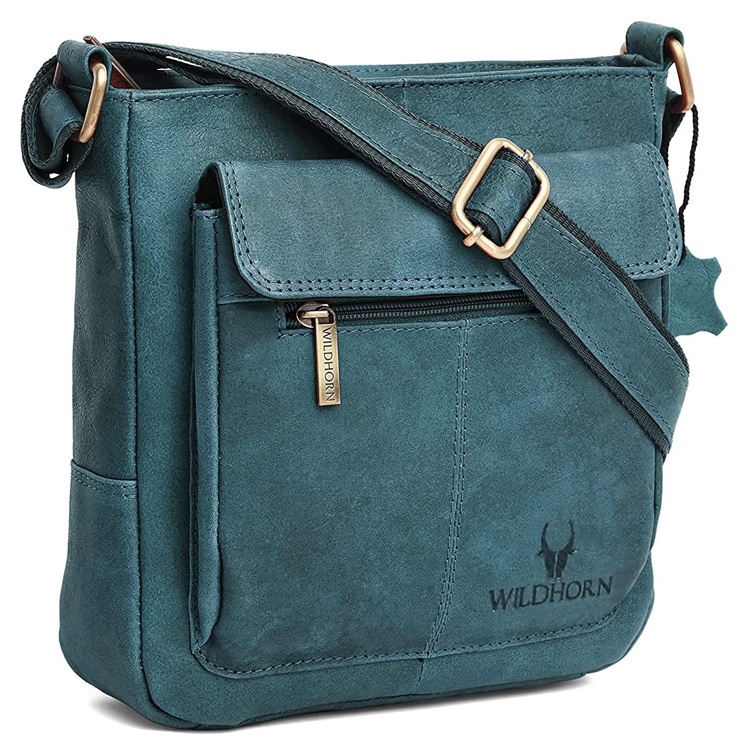 WILDHORN Leather Sling Messenger Bag for Men. DIMENTION : L-8 inch W-3 inch H-9 inch - WILDHORN