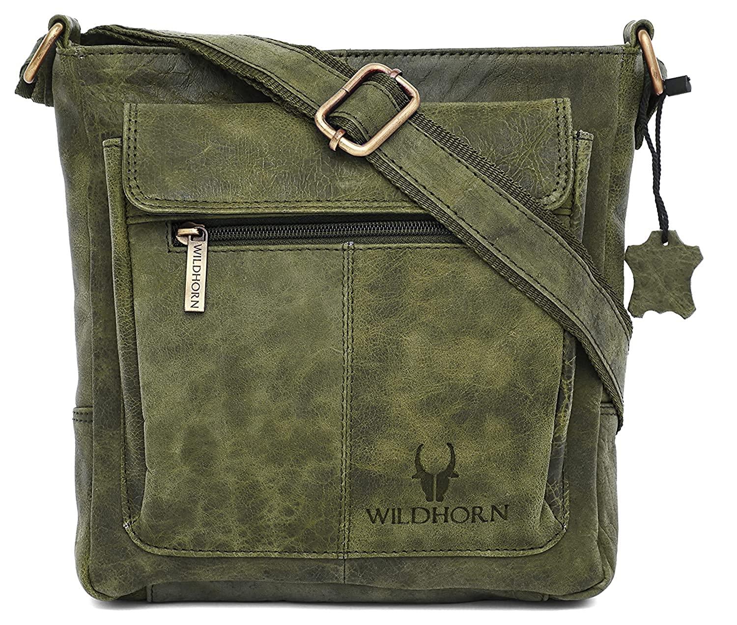 WILDHORN Leather Sling Messenger Bag for Men. DIMENTION : L-8 inch W-3 inch H-9 inch - WILDHORN