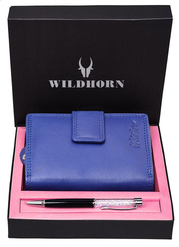 WILDHORN® Women's Leather Wallet and Pen Combo Set - WILDHORN