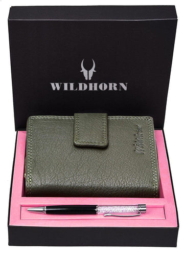 WILDHORN® Women's Leather Wallet and Pen Combo Set - WILDHORN