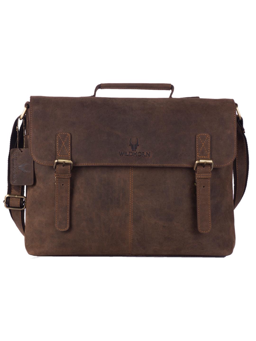 WILDHORN® 100% Genuine Leather Laptop Bag for Men