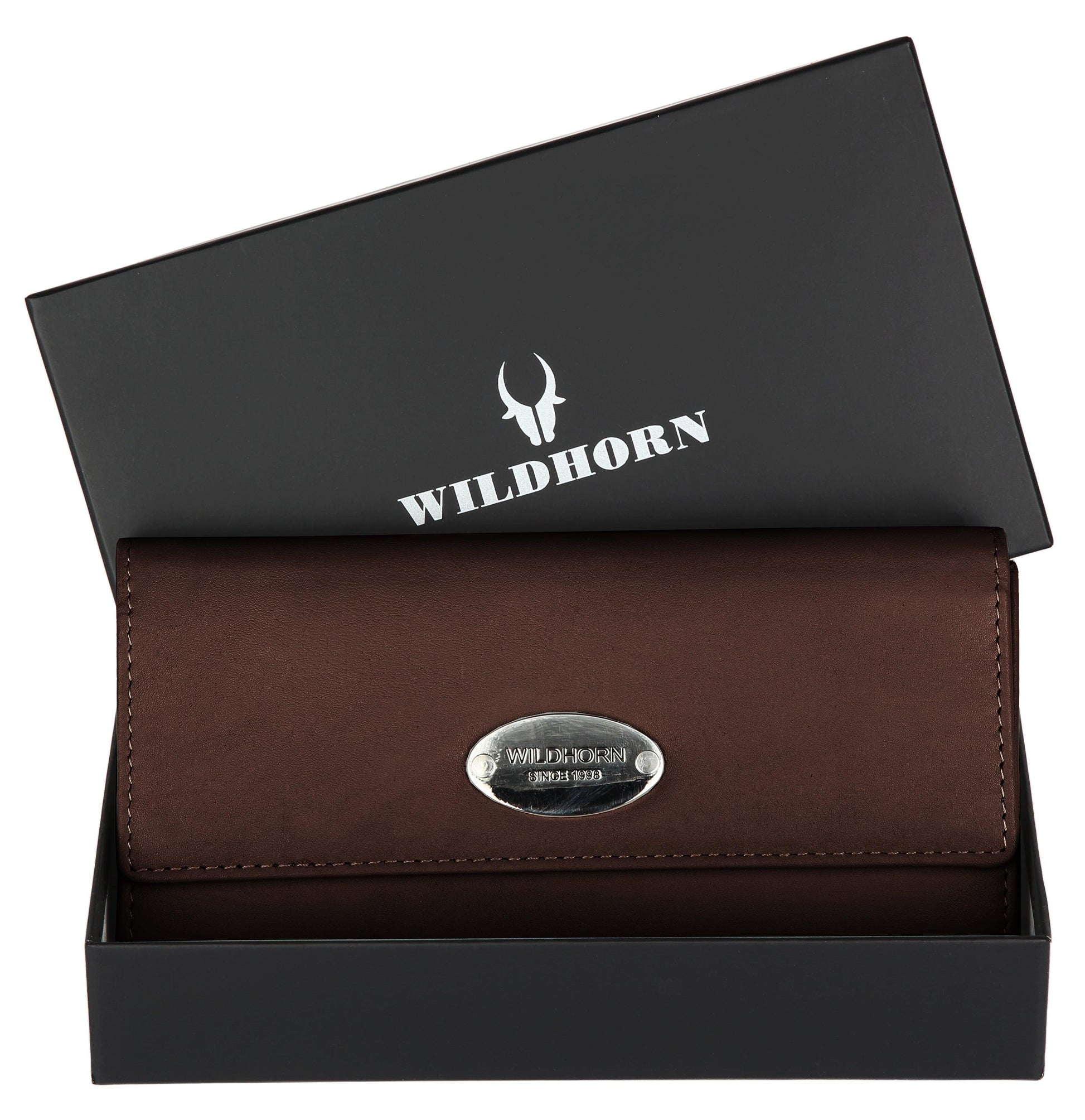 WILDHORN® RFID Protected Customizable Women's Wallet for Gifting | Engrave with Your Name,Company Name or Initials (Brown Nappa) - WILDHORN