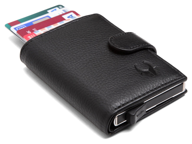 WildHorn® RFID Protected Unisex Genuine Leather Card Holder (Black)