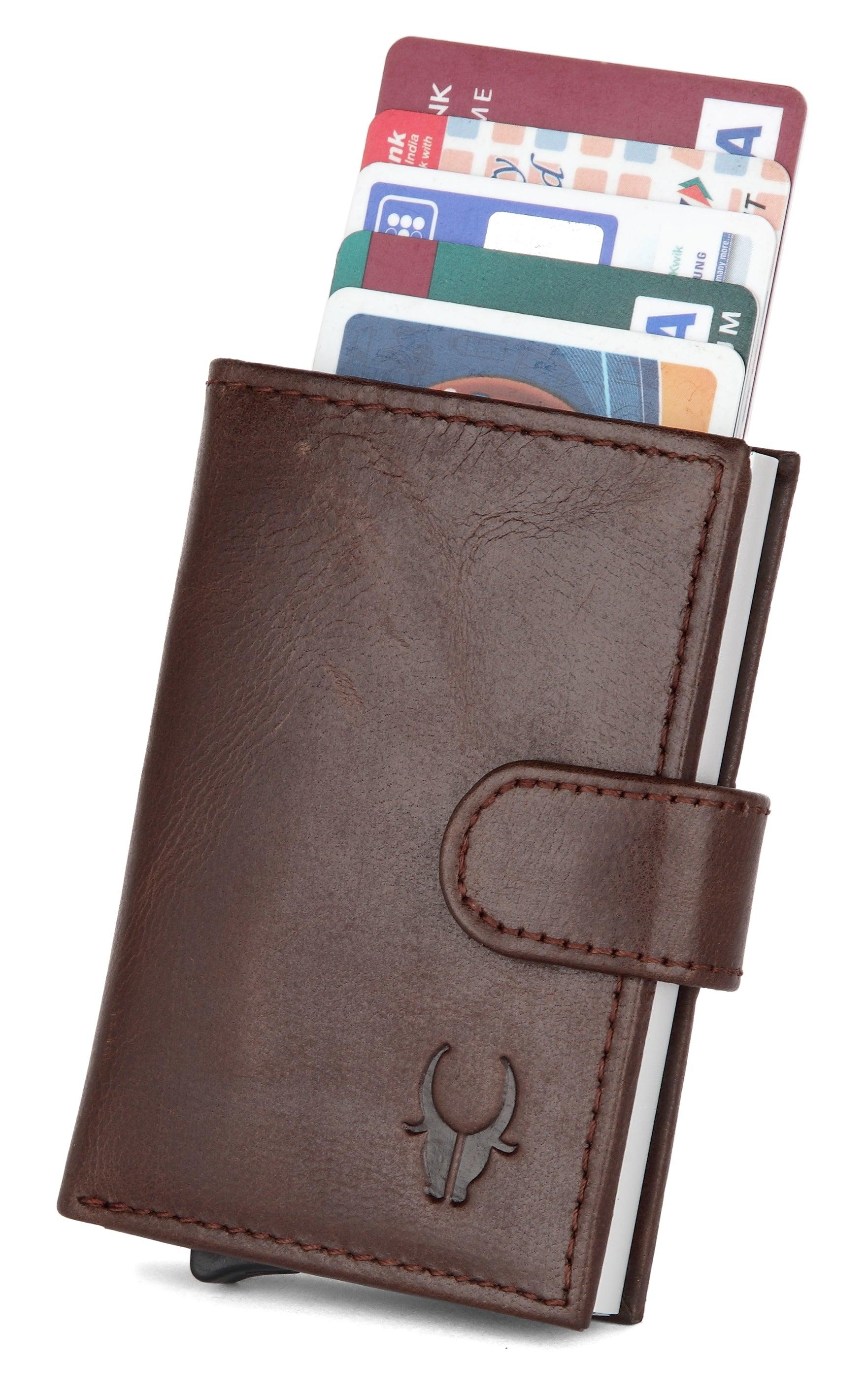 WildHorn® RFID Protected Unisex Genuine Leather Card Holder Crunch - WILDHORN