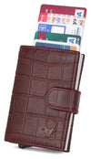 WildHorn® RFID Protected Unisex Genuine Leather Card Holder (Bombay Brown Croco) - WILDHORN