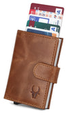 WildHorn® RFID Protected Unisex Genuine Leather Card Holder (TAN Crunch) - WILDHORN