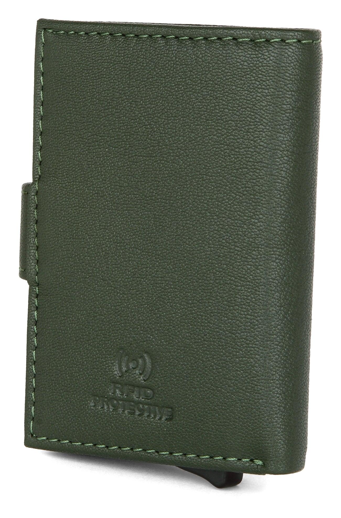 WildHorn® RFID Protected Unisex Genuine Leather Card Holder (Green) - WILDHORN