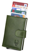 WildHorn® RFID Protected Unisex Genuine Leather Card Holder (Green Crunch) - WILDHORN