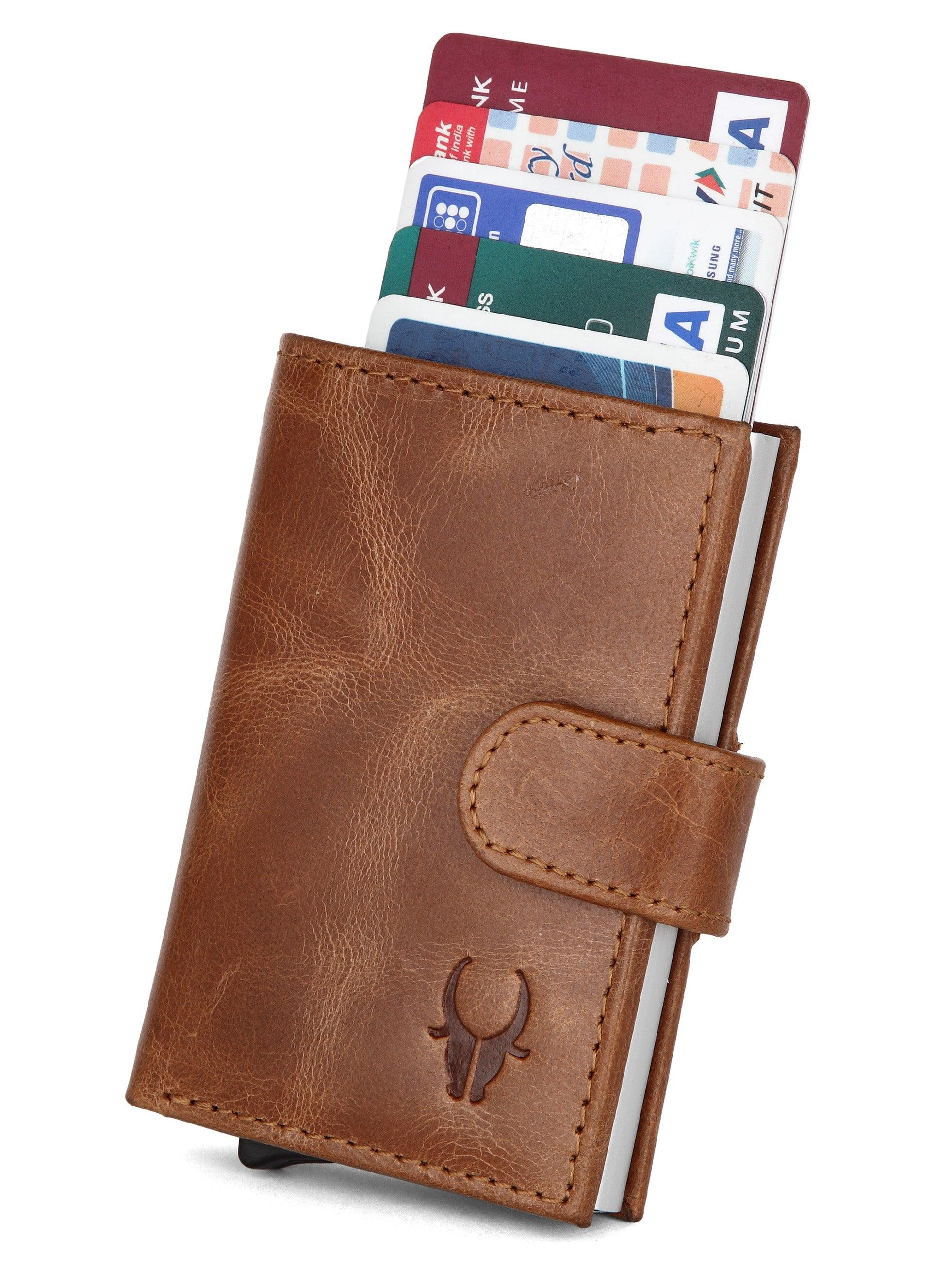 WildHorn® RFID Protected Unisex Genuine Leather Card Holder Crunch - WILDHORN