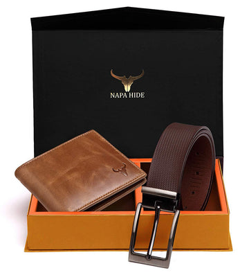 Napa Hide Men's 100% Genuine Leather Wallet & Belt Combo (NPHCOMBO005) - WILDHORN