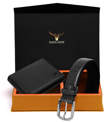 Napa Hide Men's 100% Genuine Leather Wallet & Belt Combo (NPHCOMBO013) - WILDHORN