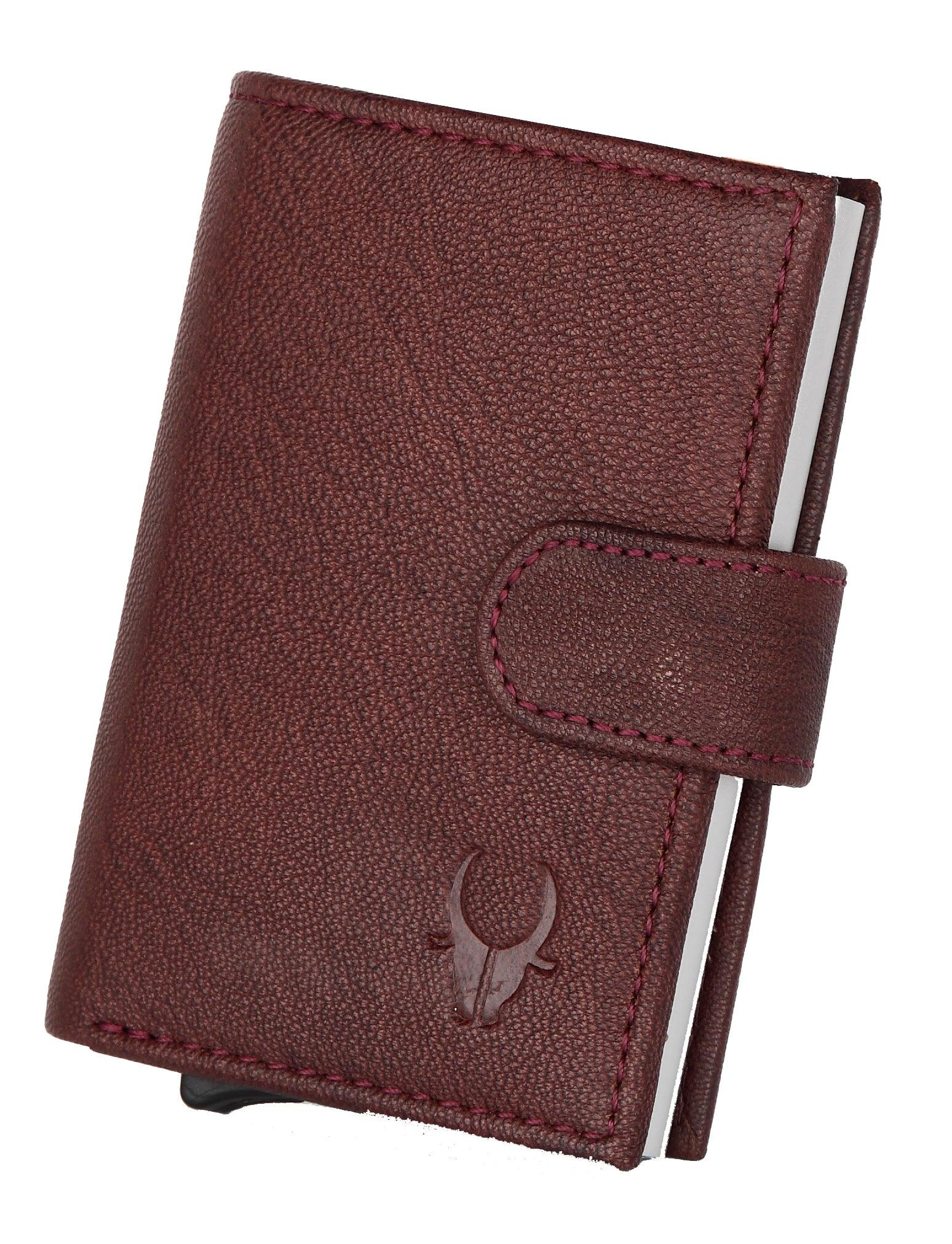 WildHorn® RFID Protected Unisex Genuine Leather Card Holder (Bombay Brown) - WILDHORN