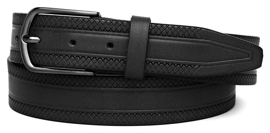 Casual 100% Genuine Leather Mens Leather Belt WHRH523 - BLACK - WILDHORN