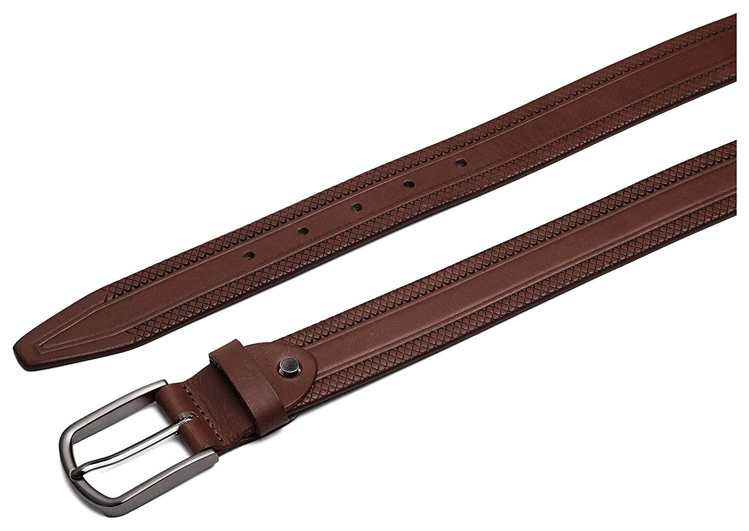 Casual 100% Genuine Leather Mens Leather Belt WHRH523 - BROWN - WILDHORN