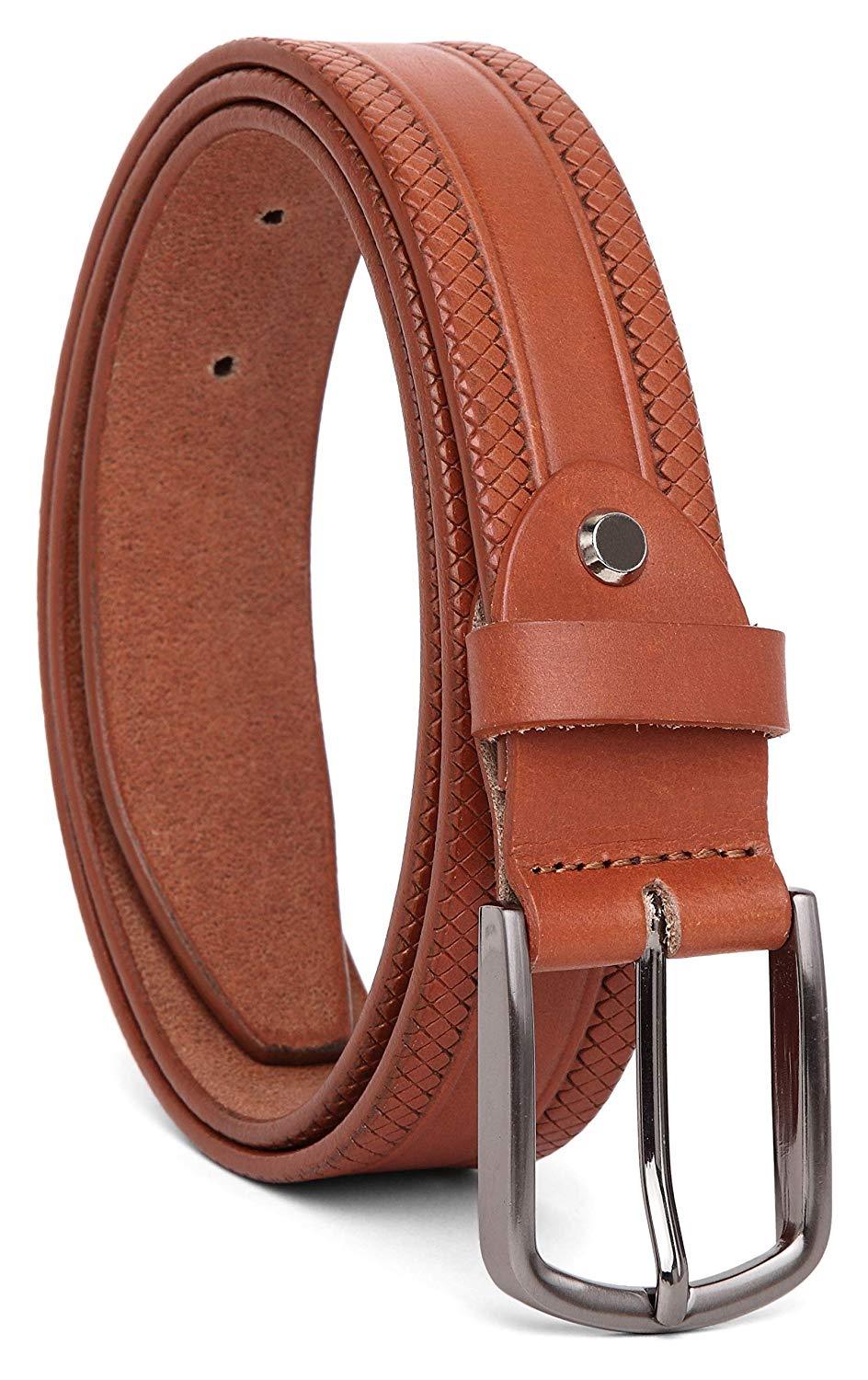 Casual 100% Genuine Leather Mens Leather Belt WHRH523 - TAN - WILDHORN