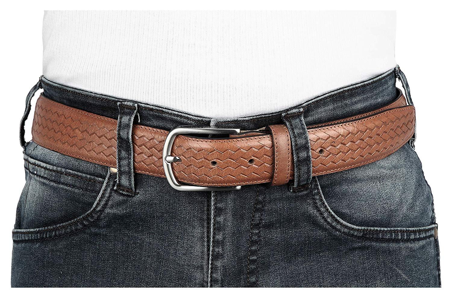 Casual 100% Genuine Leather Mens Leather Belt WHRH525 - TAN - WILDHORN