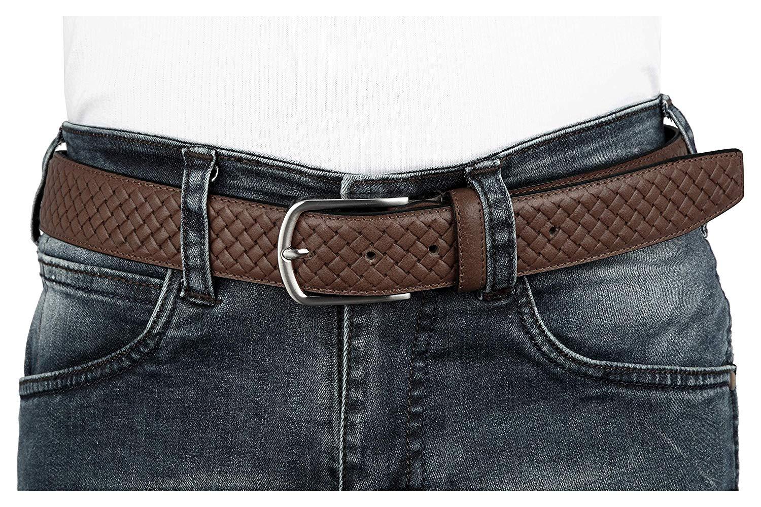 Casual 100% Genuine Leather Mens Leather Belt WHRH523 - BROWN - WILDHORN