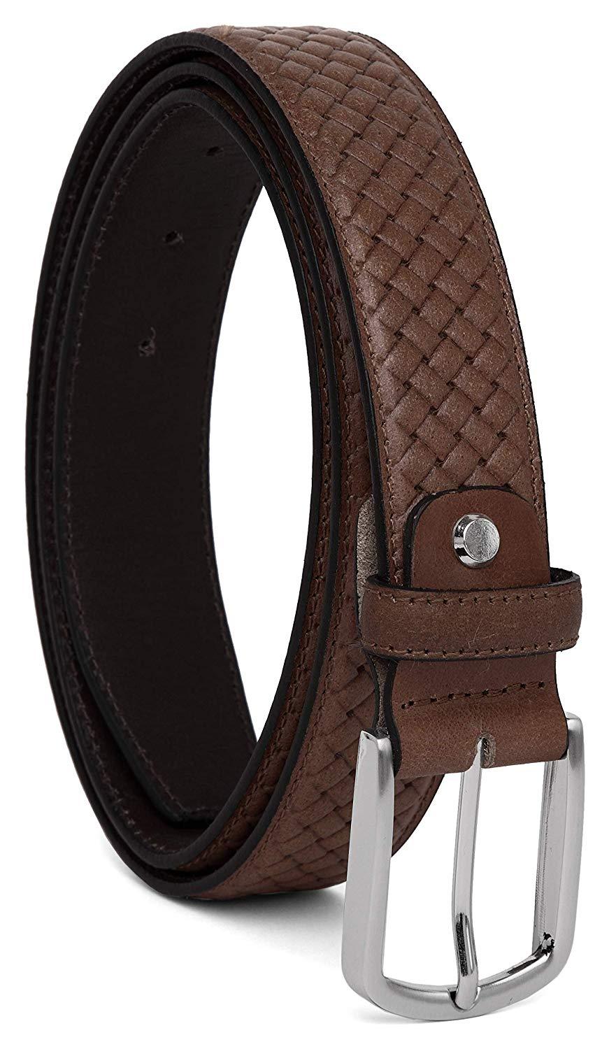 Casual 100% Genuine Leather Mens Leather Belt WHRH523 - BROWN - WILDHORN