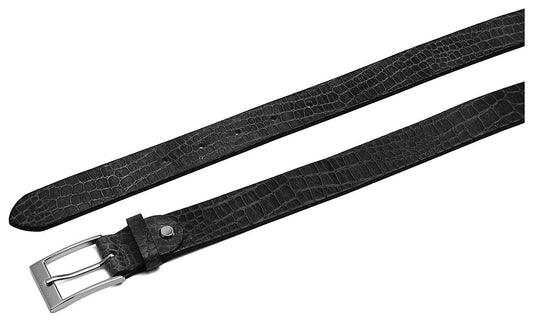 Casual 100% Genuine Leather Mens Leather Belt WHRH528 - BLACK - WILDHORN