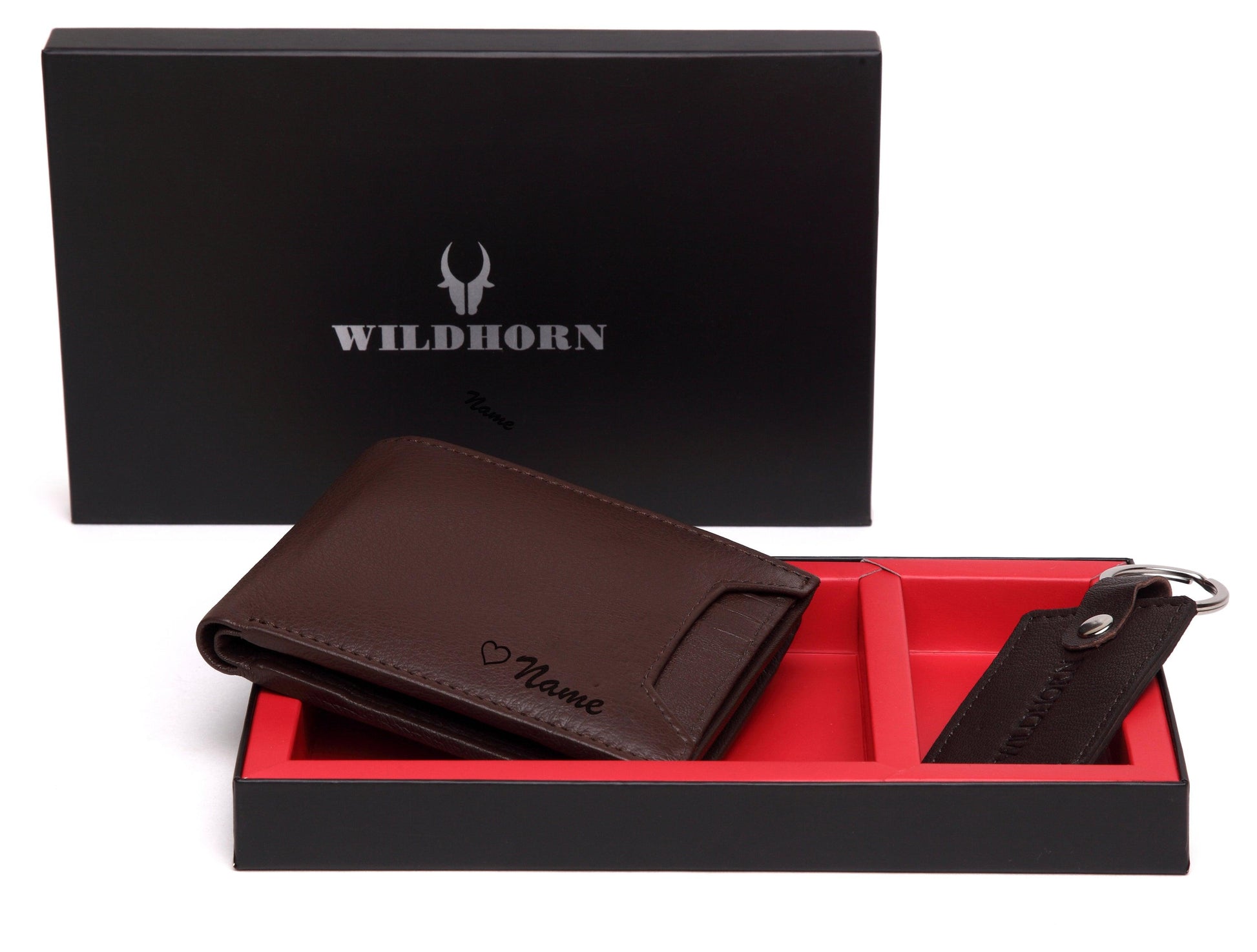 WildHorn® RFID Protected Custom Engraved Personalized High Quality Mens Leather Gift Combo - WILDHORN